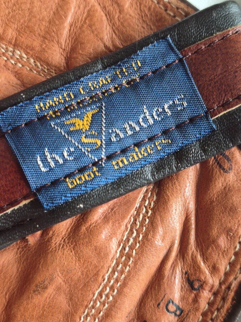 Sanders 16" Tall Western Cowboy Boots Decorative Stitching Handcrafted Men's 9 B - Picture 7 of 16